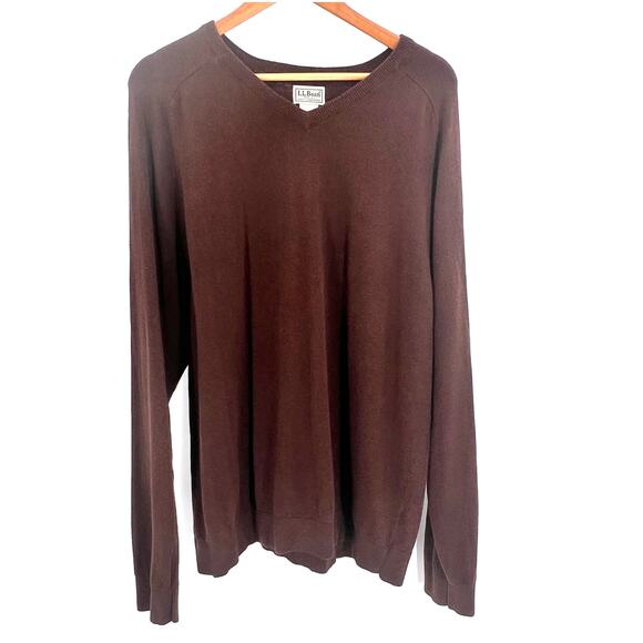 LL Bean Sweater Men's L-REG Cashmere Cotton Cozy Fall/Winter Chocolate Brown - Picture 2 of 7